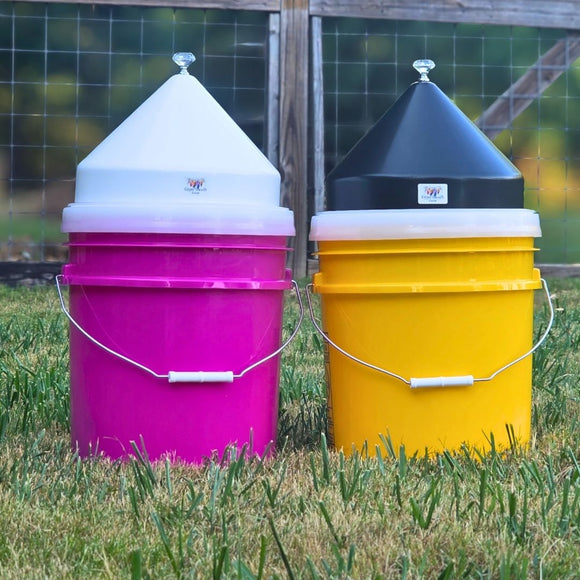 poultry pyramid roost proof bucket covers available in black and white
