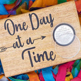 One Day At A Time AA chip holder wood box recovery gifts serenity prayer alcoholics anonymous