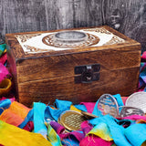 celtic hand-tooled wood relief alcoholics anonymous chip holder god box recovery gift