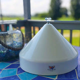 farmhouse-chic-5-gallon-bucket-cover-lid-bling-chicken-anti-roost-proof-crystal-finial-poultry-pyramid-white