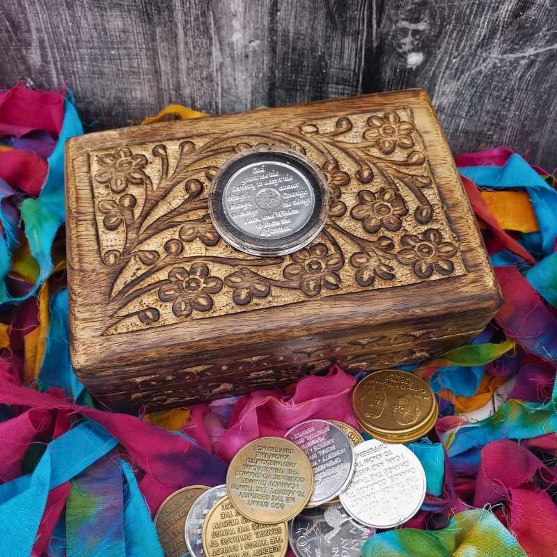 HandCarved Vine Wood AA Chip Holder Serenity God Box | One Sober