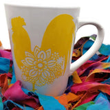 chicken rooster mug backyard chicken lover coffee mug tribal yellow
