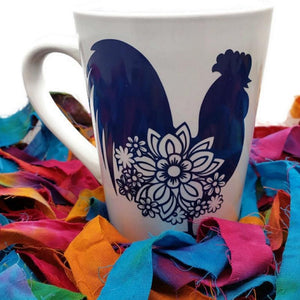 chicken rooster mug backyard chicken lover coffee mug BLUE OR YELLOW