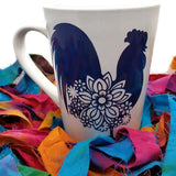 chicken rooster mug backyard chicken lover coffee mug tribal blue