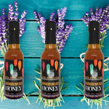 three bottles lavender honey raw infused flavored gourmet honey