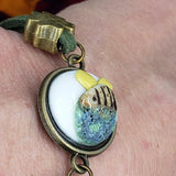 handmade save the bees bracelet  3 dimensional bee charm