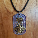 queen bee handcrafted necklace dog tag hammered engraved